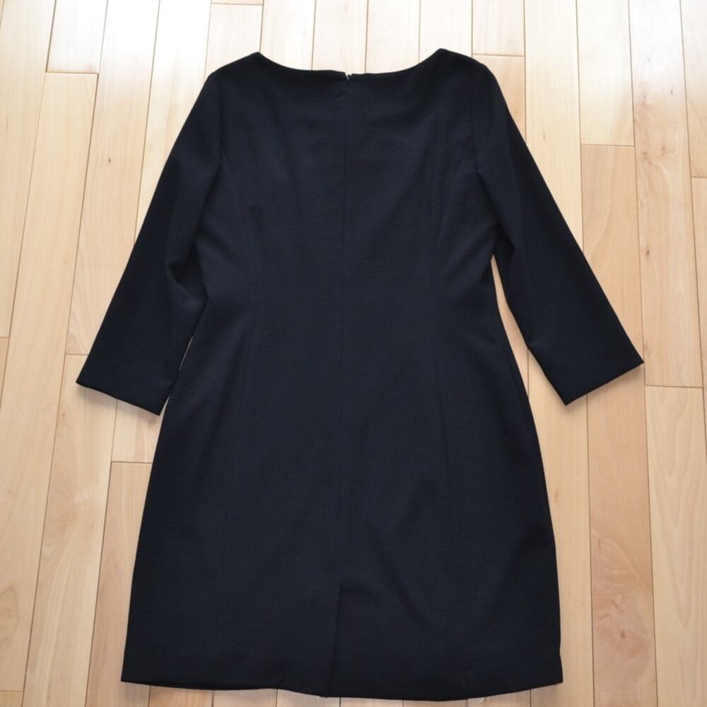Tahari Black Midi Shift Long Sleeve Dress Size 12 - Picture 4 of 4